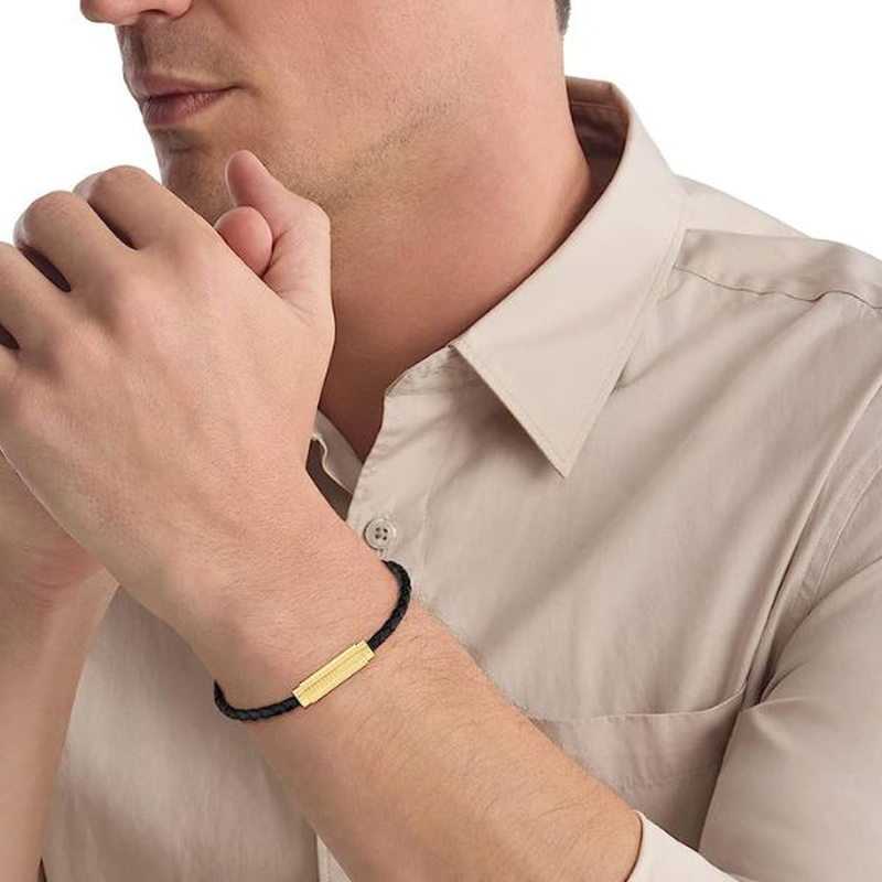 Calvin Klein braided leather black men's bracelet image number null