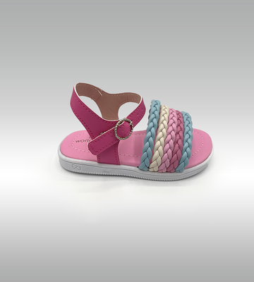 Worldcolors pink sandal with pastel braided straps for kids w180040, Multi, medium