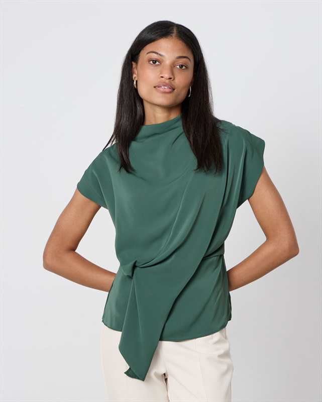 Blouse mock drapep neck image number null