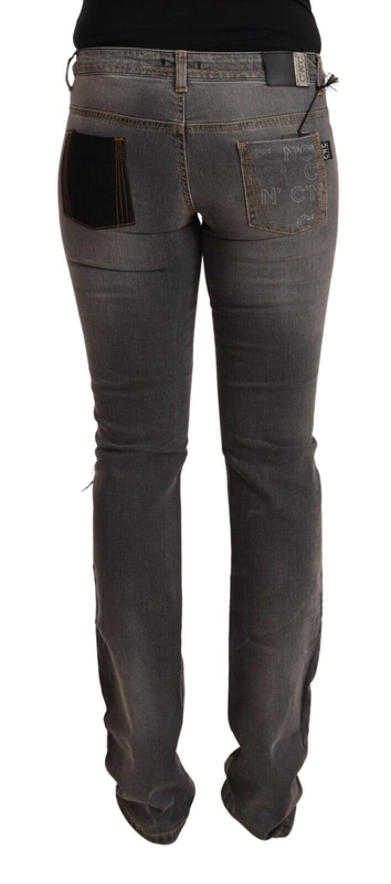 Gray washed low waist straight denim jeans-null