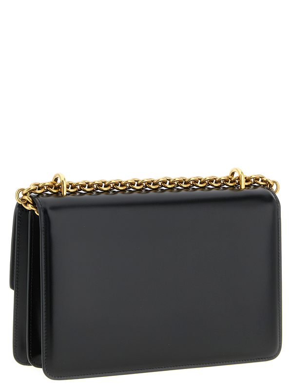 Black calfskin shoulder bag-null