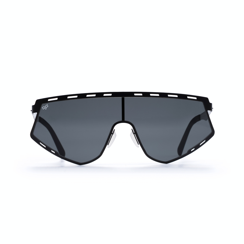 OJO sunglasses active shield black frame and temples and grey nylon lenses-null