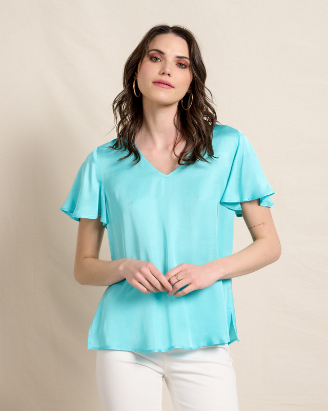 Blouse satin v neck-null