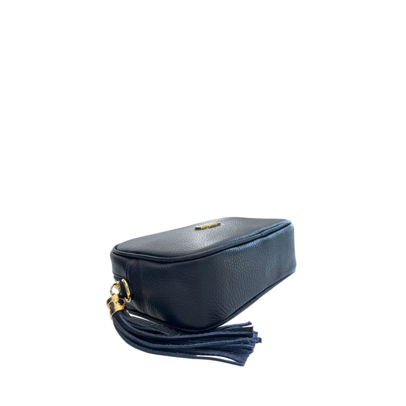 Blue leather women crossbody bag-null