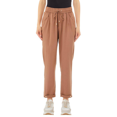 Cropped stretch bamboo-blend trousers, Nude, medium