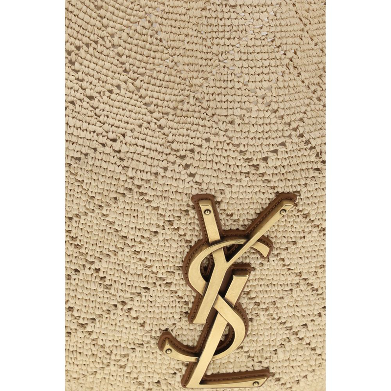Beige raffia shoulder bag-null