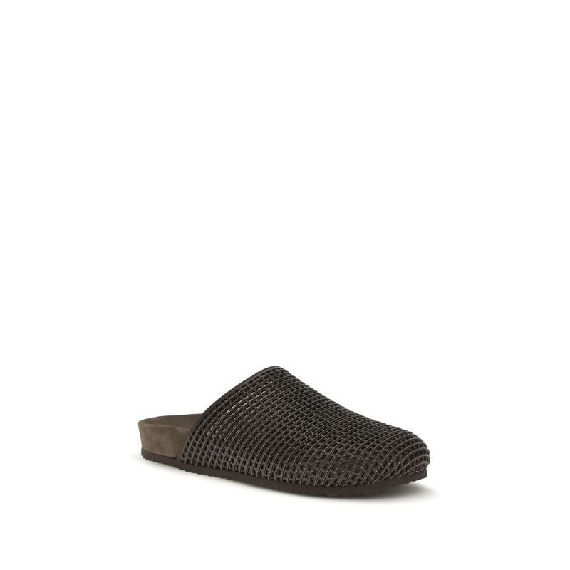 Brown calf leather bos taurus slides-null