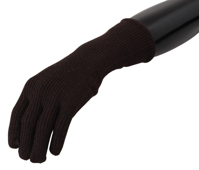 Brown cashmere silk hands mitten mens gloves-null