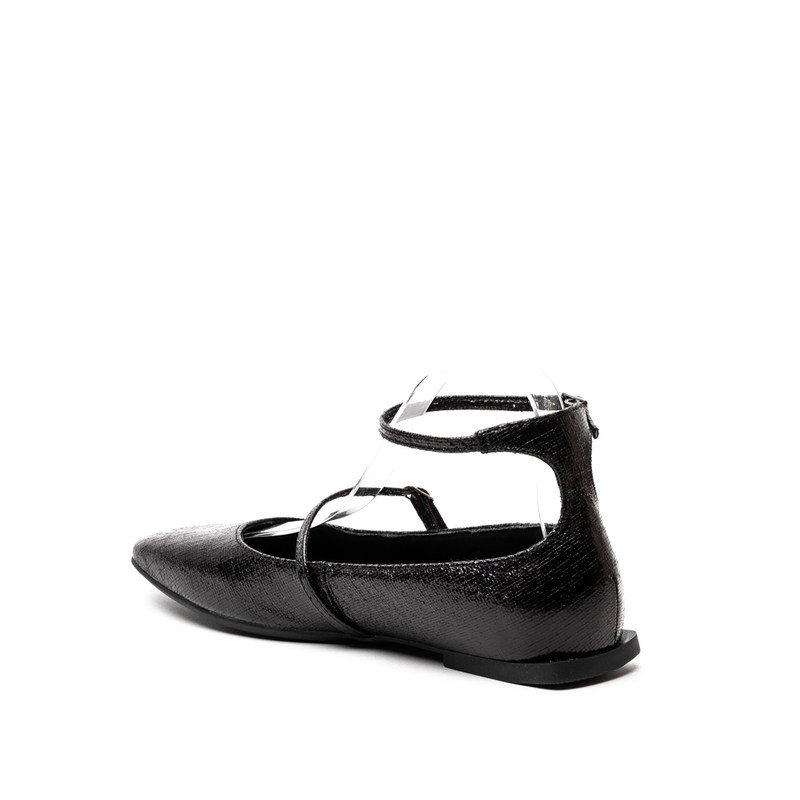 Zatz black patent  ballerinas with double straps image number null