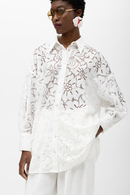 Mallory shuka shirt, White, medium