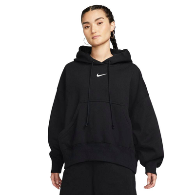 Nike womens phoenix fleece oversize hoodie, Black / Sail, medium