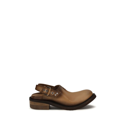 Brown calf leather bos taurus mules, Brown, medium