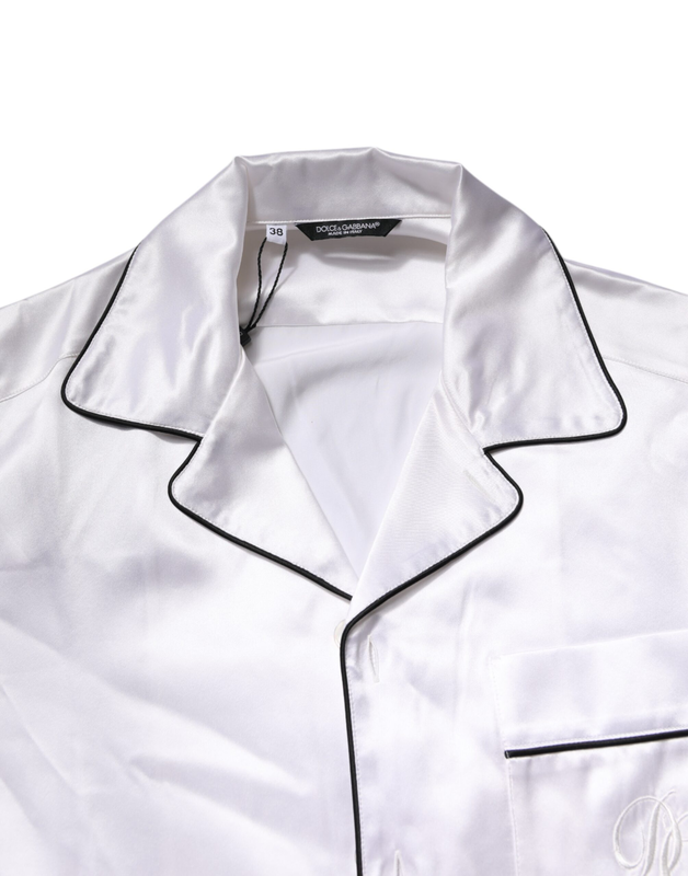 White satin silk men pajama set sleepwear-null