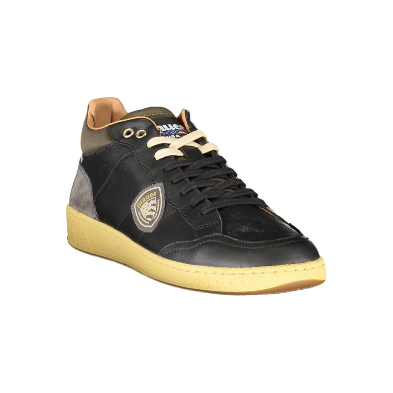 Black leather men sneaker-null