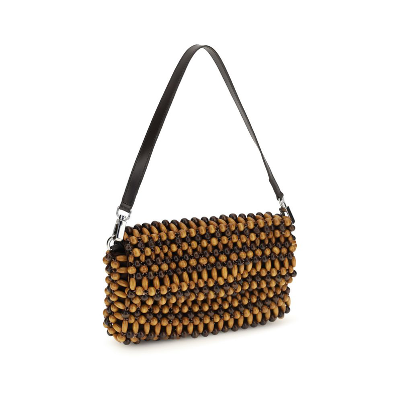 Brown wood shoulder bag-null