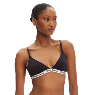 Bev cotton triangle bra, Black, medium