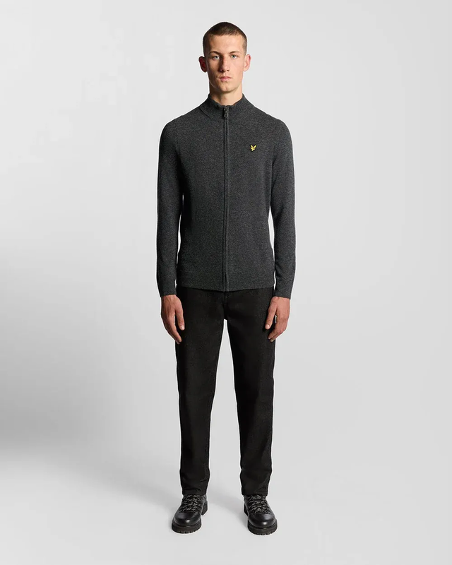 Lambswool blend zip through cardigan w155 jet black marl-null