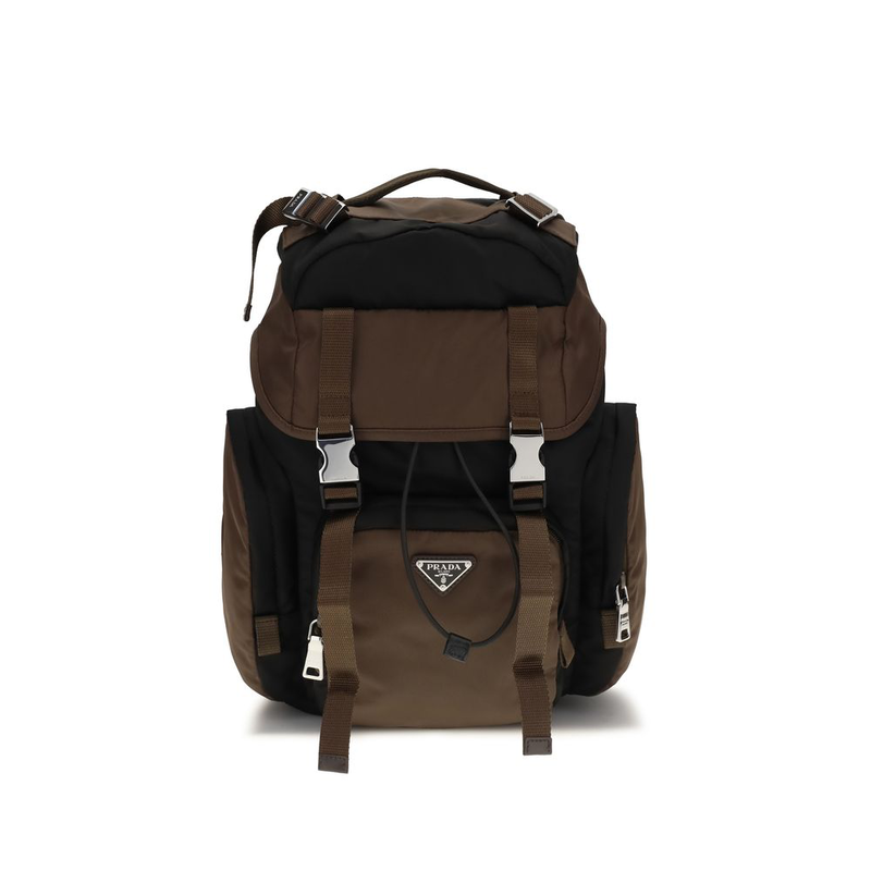 Brown recycled polyamide backpack-null