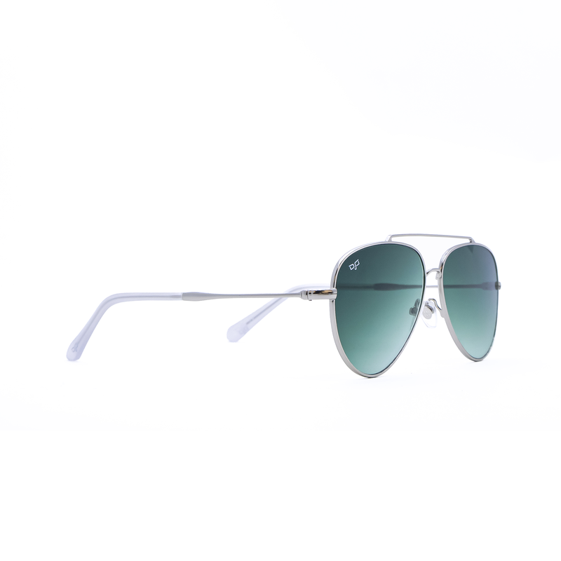 OJO sunglasses e. Silver 54-15 frame and temples with handmade tips and nylon blue reverse l rx-null