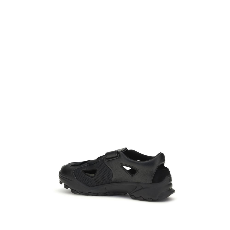 Black calf leather bos taurus flat sandals-null