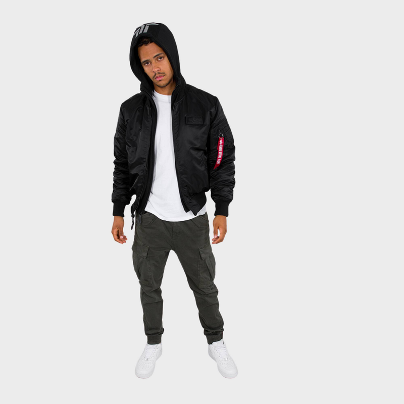 Zip hood back print jacket-null