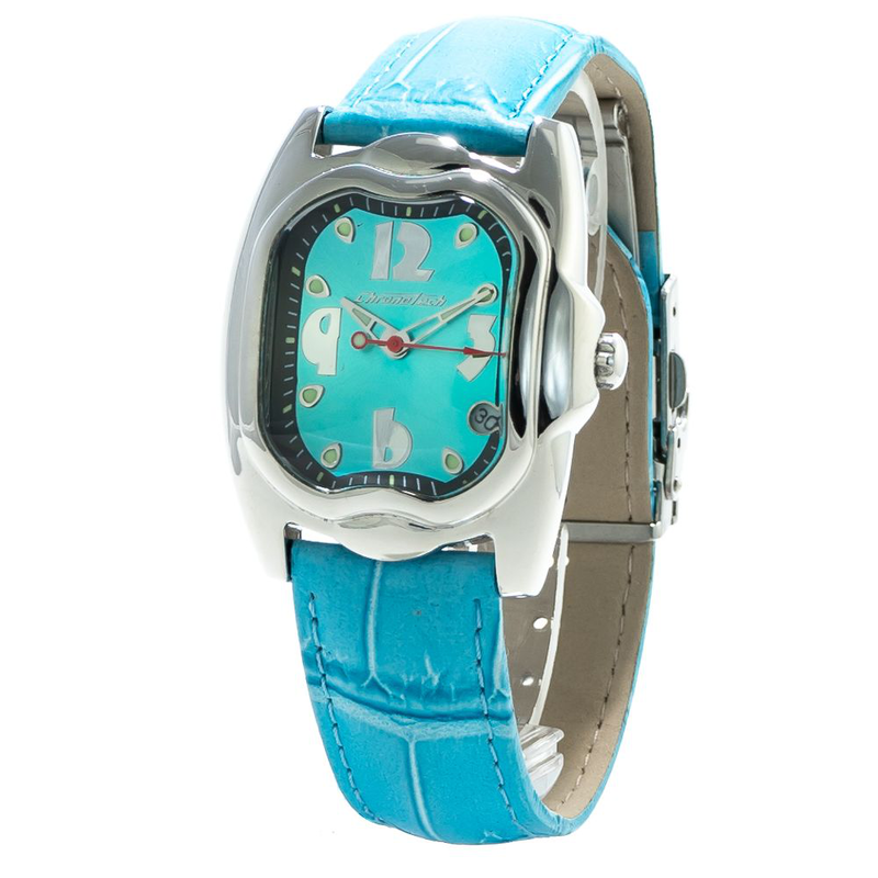 Blue leather bracelet watch-null