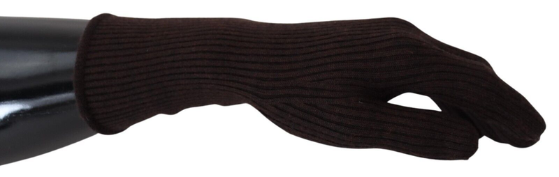 Brown cashmere silk hands mitten mens gloves-null