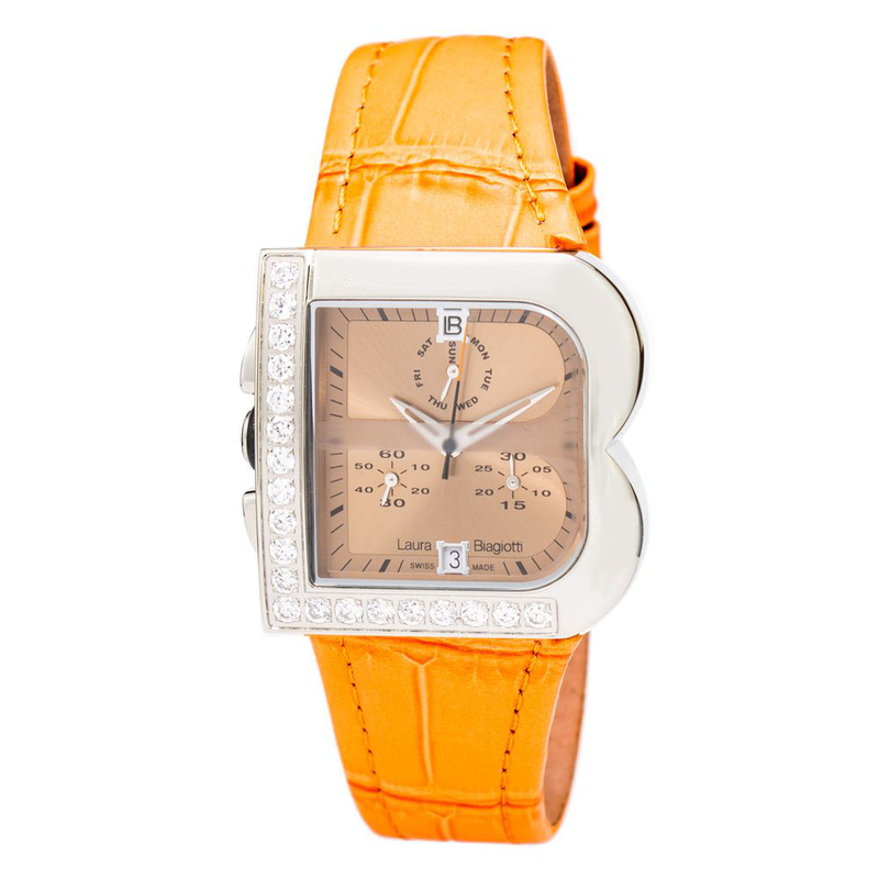 Orange leather watch-null