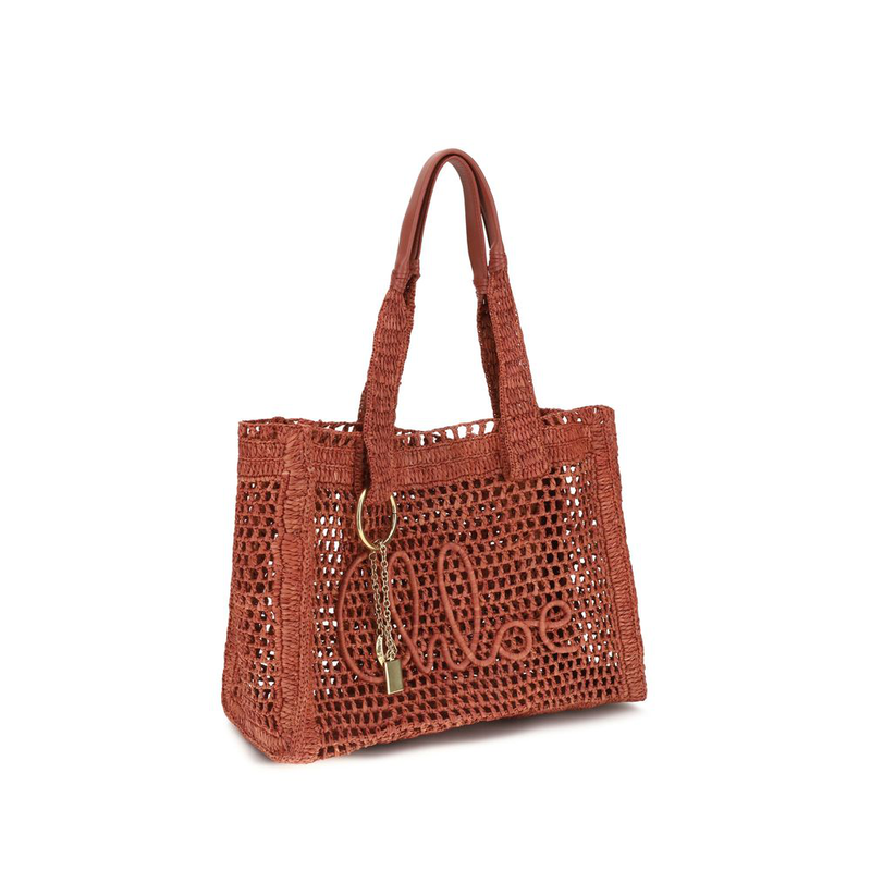 Brown raffia shoulder bag-null
