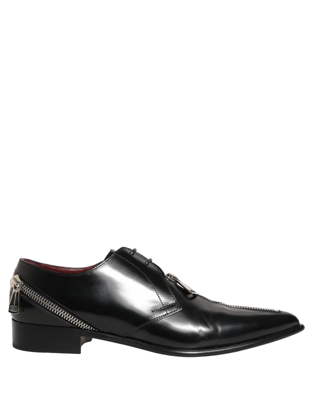 Black leather men derby dress formal shoes-null