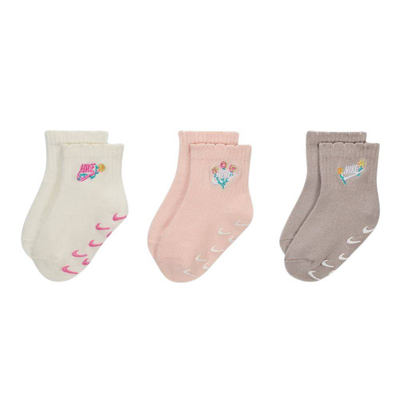 3pk girls flowral sock, Sail, medium