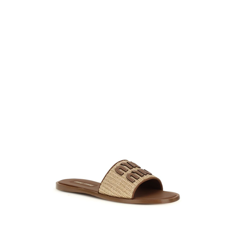 Beige nylon slippers-null