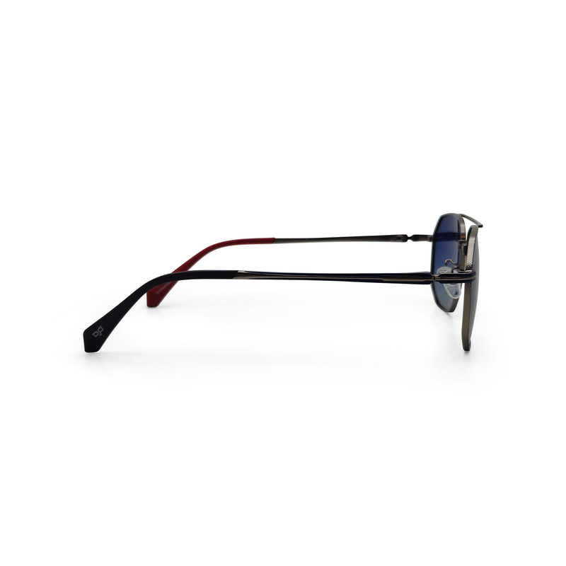 Product image: OJO sunglasses square silver blue frame and temples with gradient blue polarised lenses rx-null