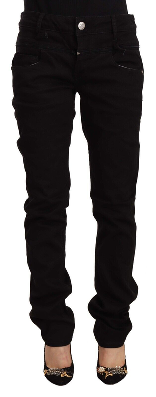 Black low waist cotton stretch denim skinny jeans-null