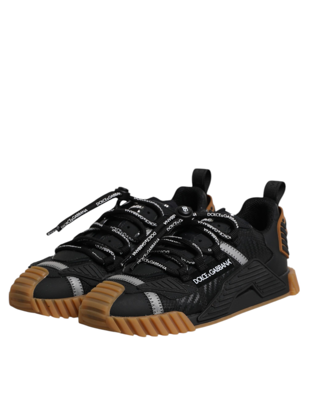Black logo lace up low top ns1 sneakers shoes-null