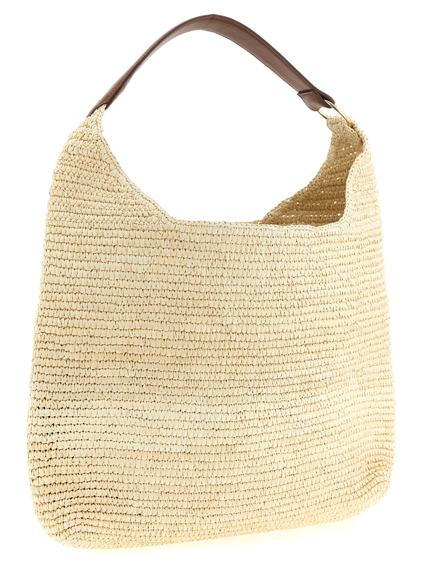Brown raffia shoulder bag-null