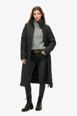 Superlong quilt jacket, Black, medium