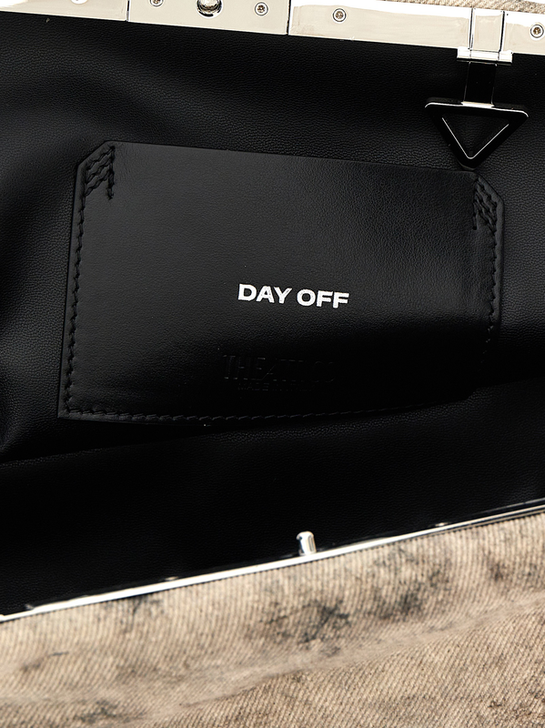 Gray leather clutch bag-null