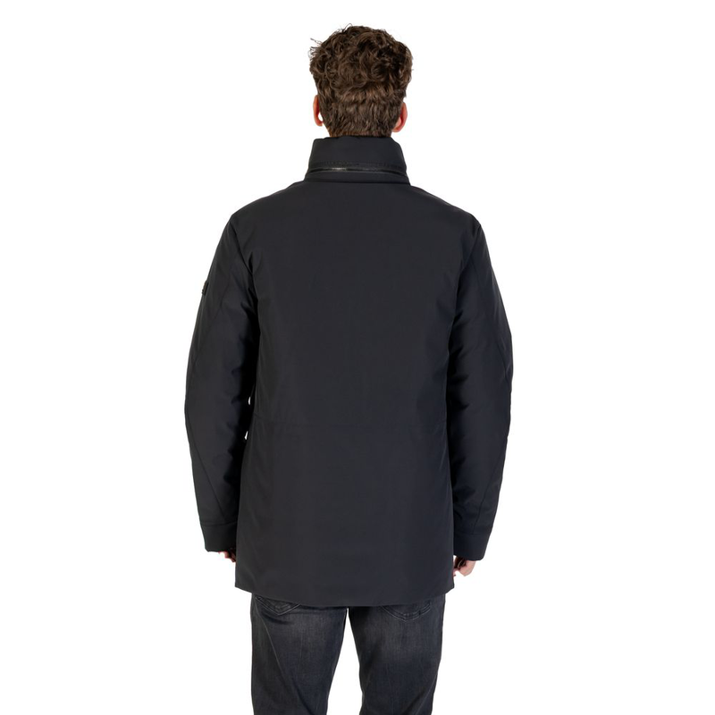 Black polyester parka-null