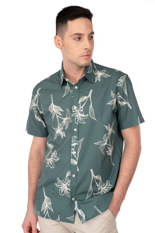 Rebase floral print s/s cotton shirt-null