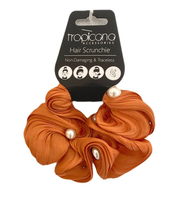 Hair scrunchy with pearls orange-null