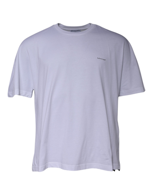 White logo cotton crew neck short sleeves t-shirt, White, medium