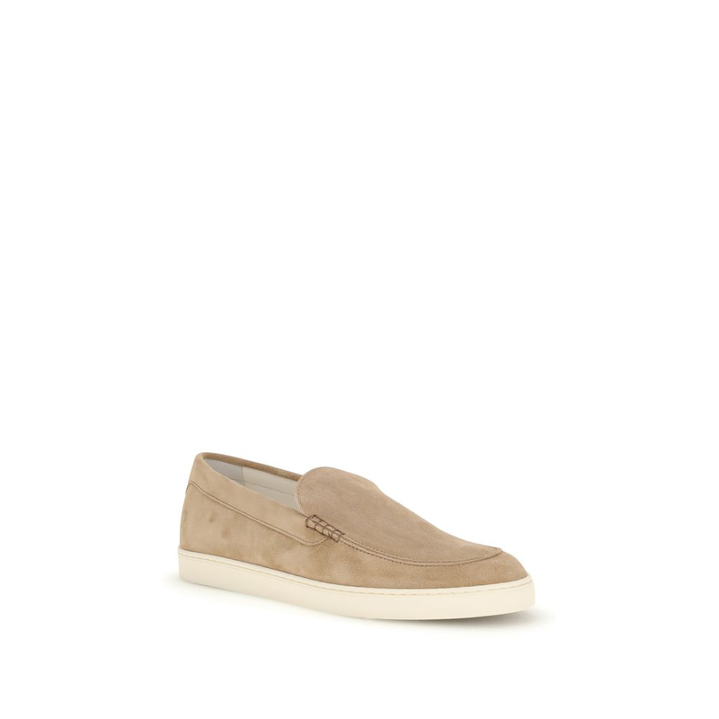 Beige calf leather bos taurus slip-on loafers-null