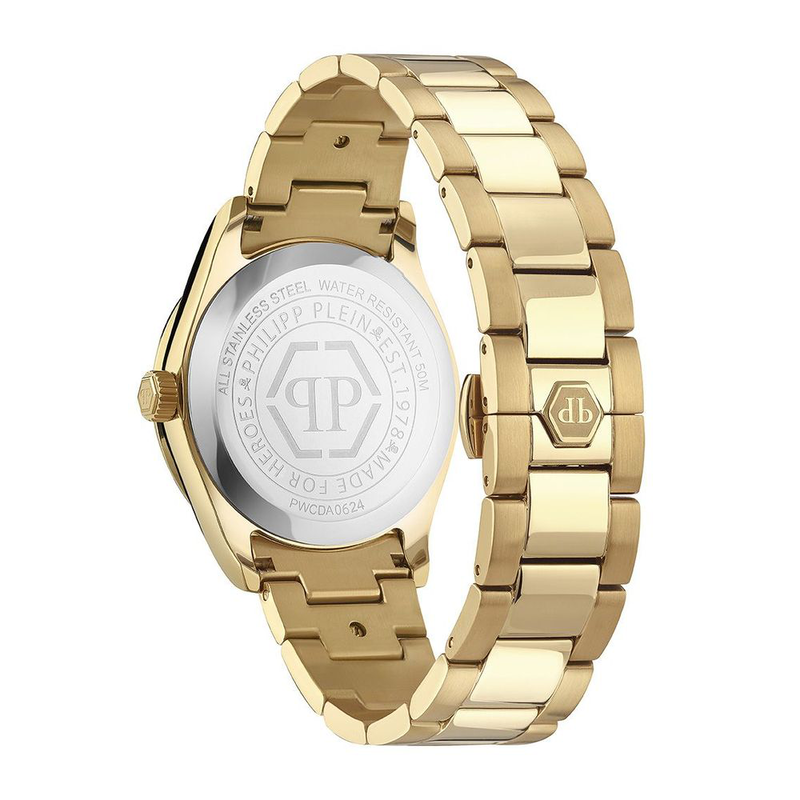 Gold stainless steel dress watch-null