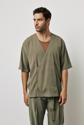 Pcoc deep u-neckline νο button shirt