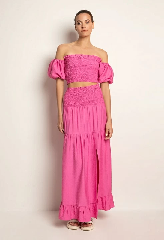 Long skirt with elastic - fuchsia , m-null