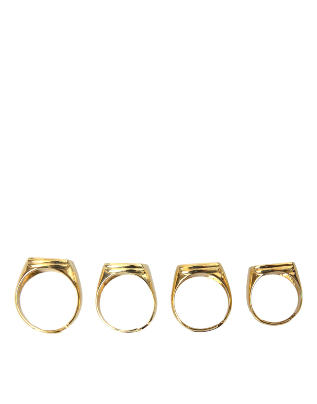 Gold brass king enamel set of 4 ring-null