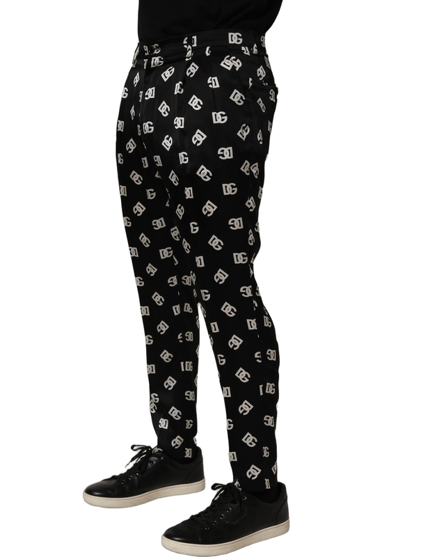Black silk skinny leg dress men trouser pants-null