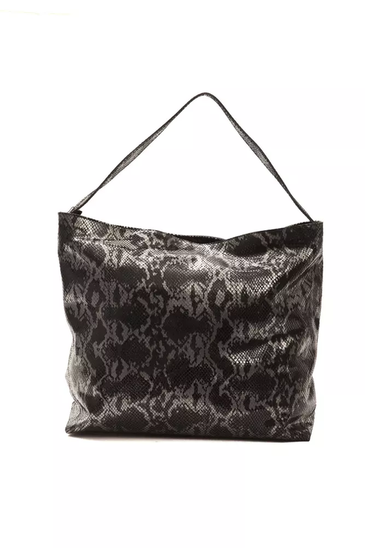 Gray leather women shoulder bag-null