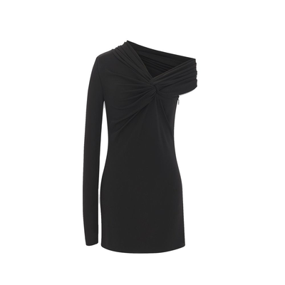 Black viscose casual dress, Black, medium